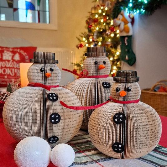 Set of 3 Snowmen Ornaments - Paper Apple Co