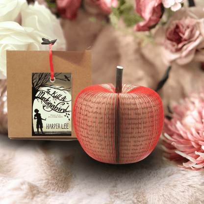 To Kill a Mockingbird book apple handmade from real book pages, unique literary gift