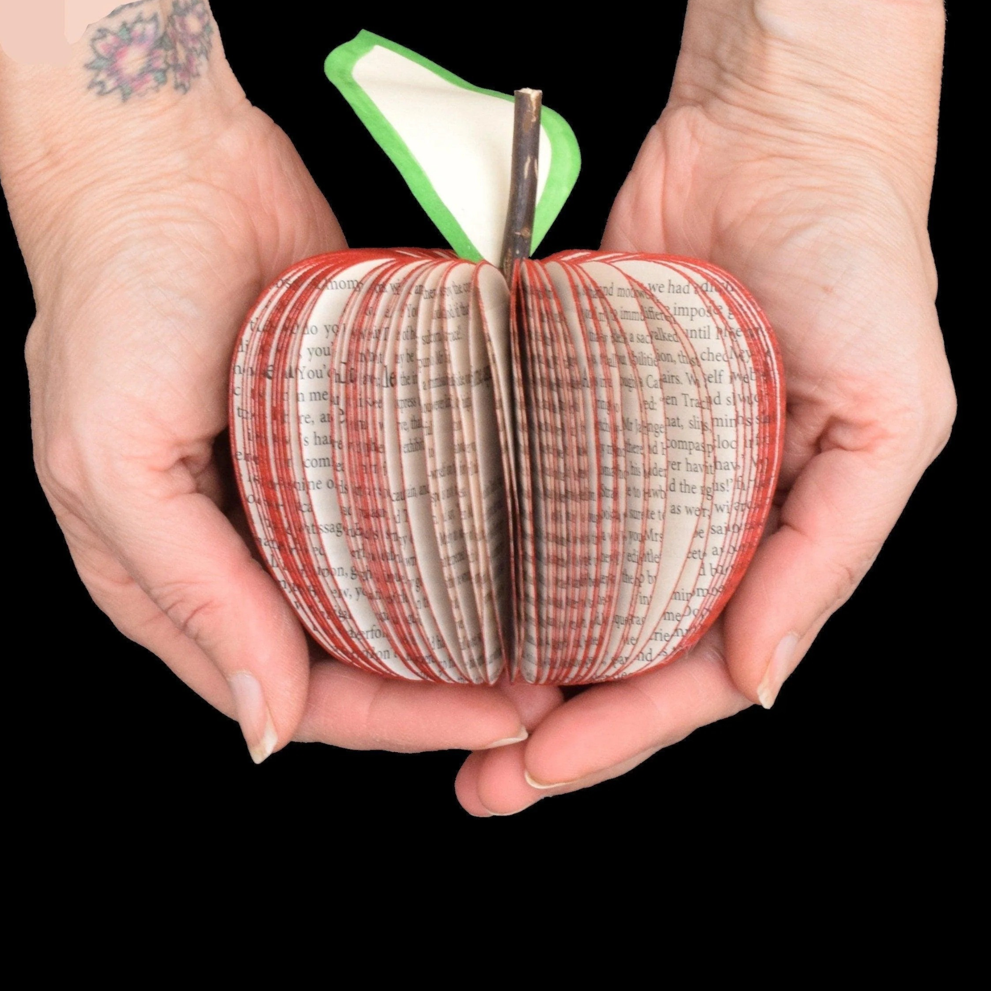 Wuthering Heights book apple, freestanding handmade sculpture made from real book pages