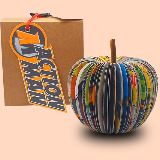 Action Man book apple gift for him, unique handmade gift from real book pages