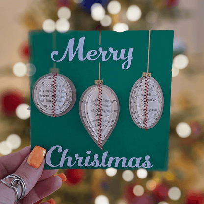 Collection of Handmade Christmas Cards showing Pudding, Tree and Baubles options