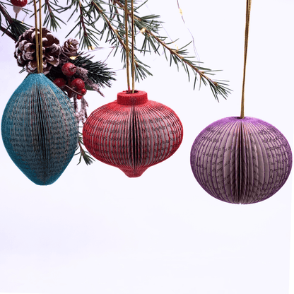 Paper Baubles Hanging Decorations unique Christmas gift made from book pages