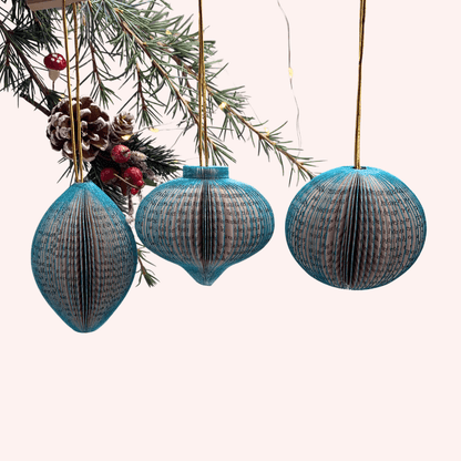 Paper Baubles Hanging Decorations displayed as Christmas decoration