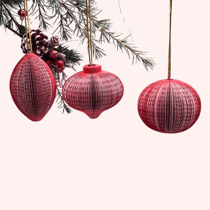 Paper Baubles Hanging Decorations on white background