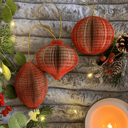 Paper Baubles Hanging Decorations handmade from real book pages, unique Christmas decoration