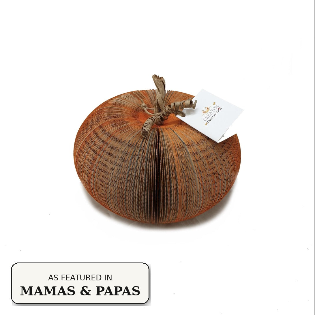 Medium handmade book pumpkin, as featured in Mamas & Papas
