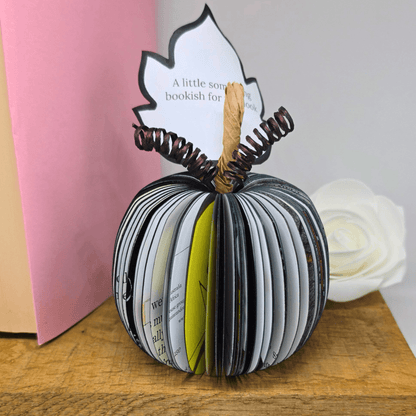Nightmare Before Christmas black pumpkin book gift, front view showing personalised leaf and hand-cut pages
