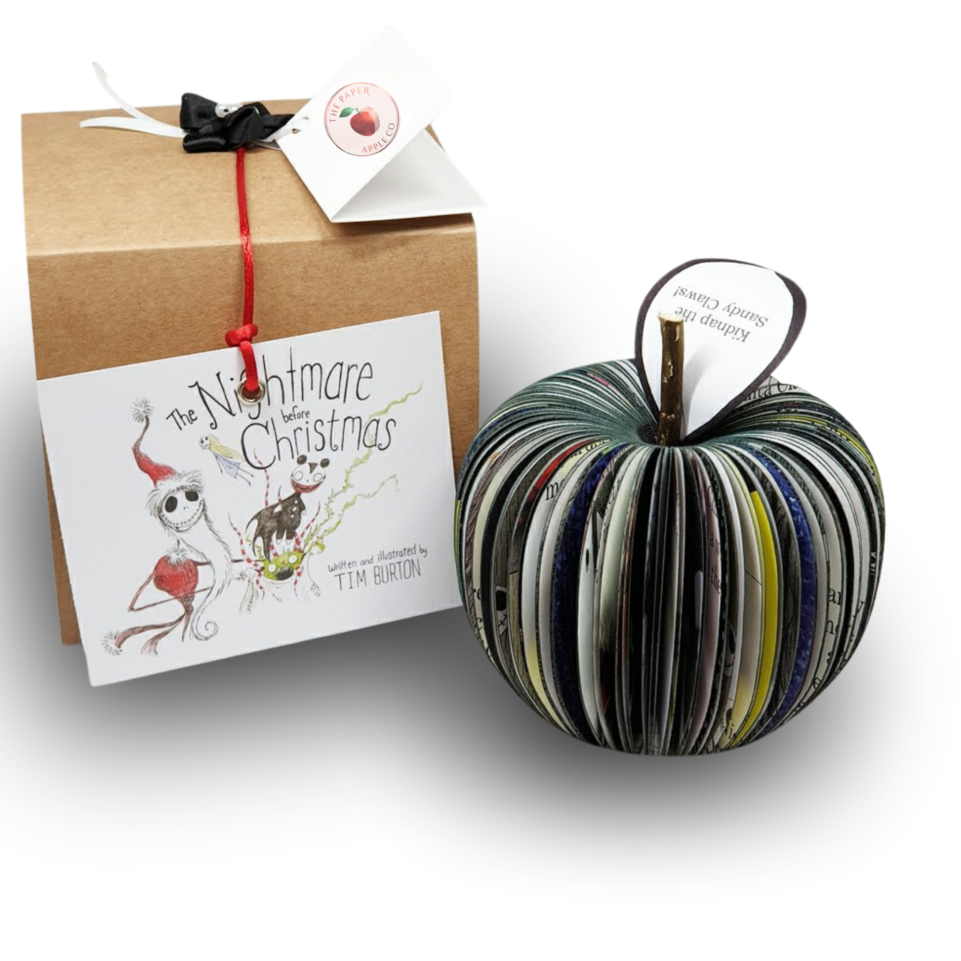 Nightmare Before Christmas book apple, handmade with personalised gift box