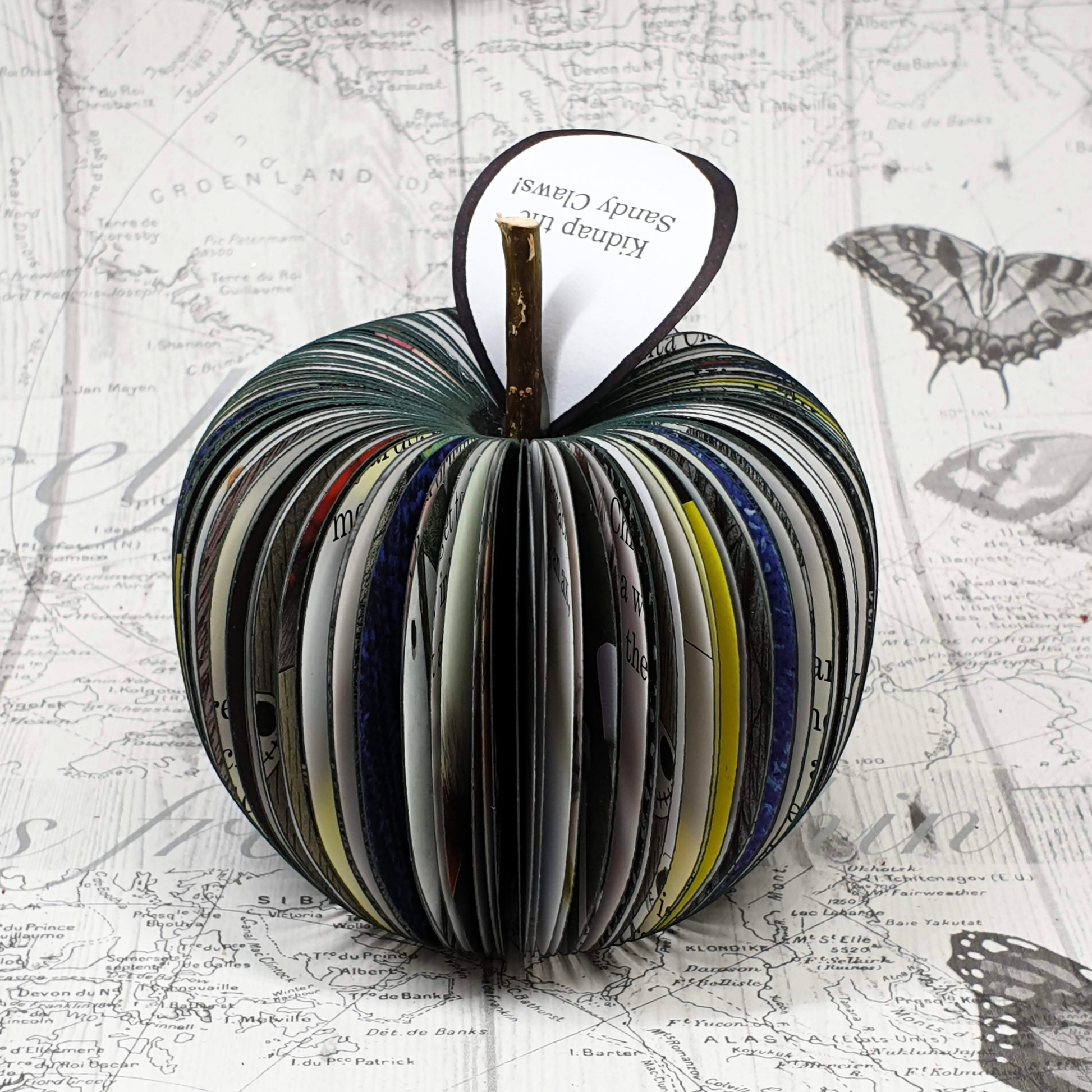 Handmade Nightmare Before Christmas book apple, personalised Halloween and Christmas decor