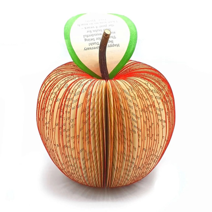 Personalised book apple with song lyrics or wedding vows, handmade from real book pages, unique 4th anniversary gift UK