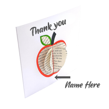 Personalised teacher thank you card showing name example