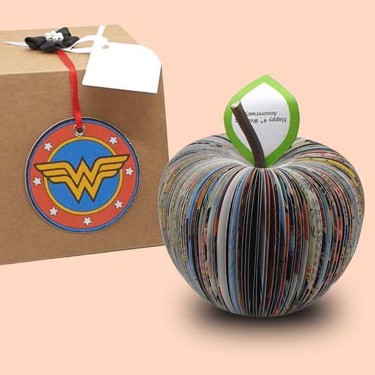 Personalised Wonder Woman comic book apple gift for her, 4th anniversary gift idea