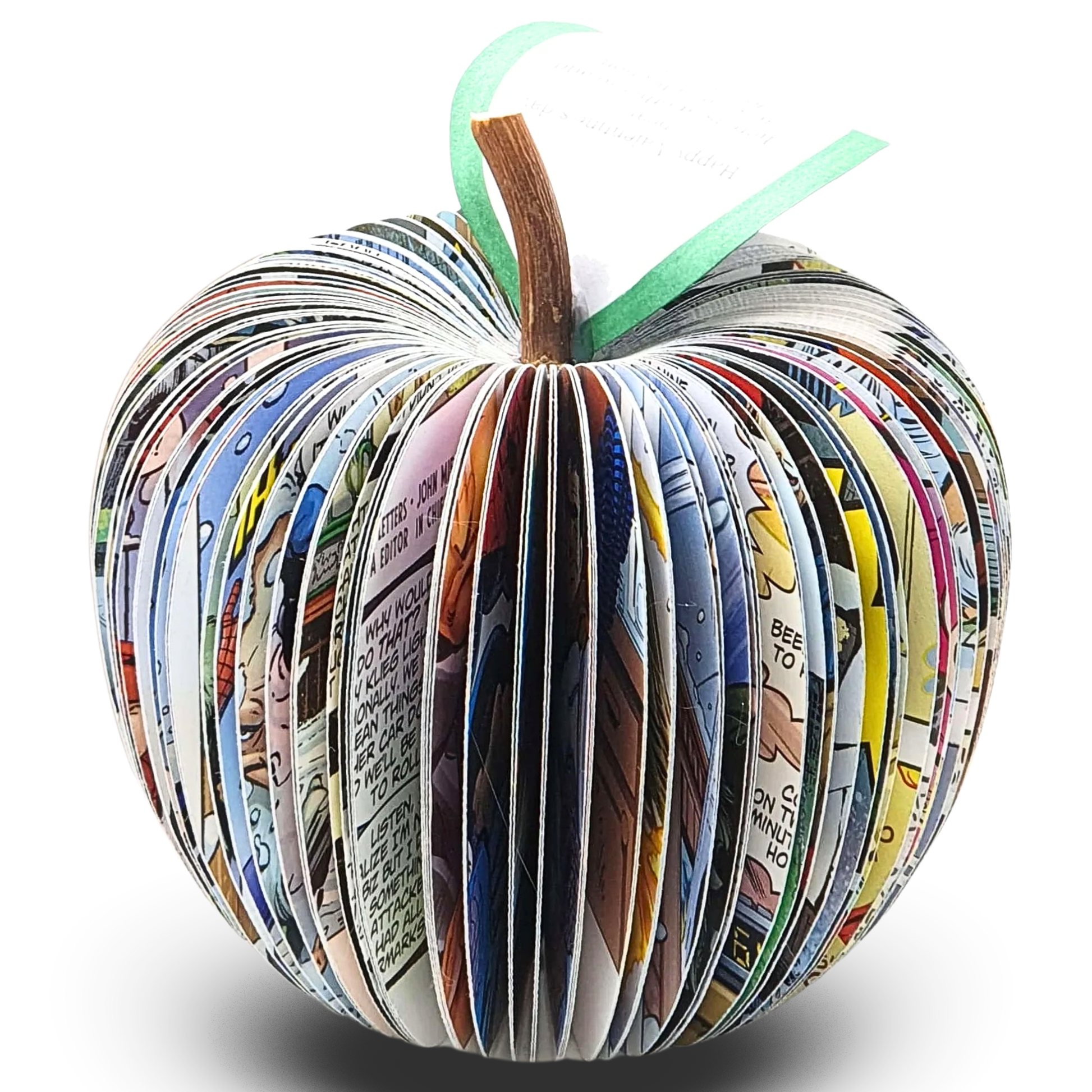 Personalised superhero book apple handmade 4th wedding anniversary fruit gift for him made from real comic book pages