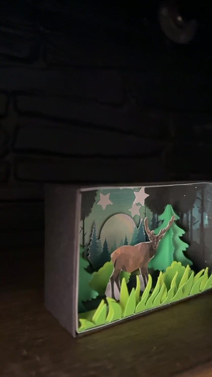 DIY Paper Scene Kit | Night Forest Craft Kit for Adults