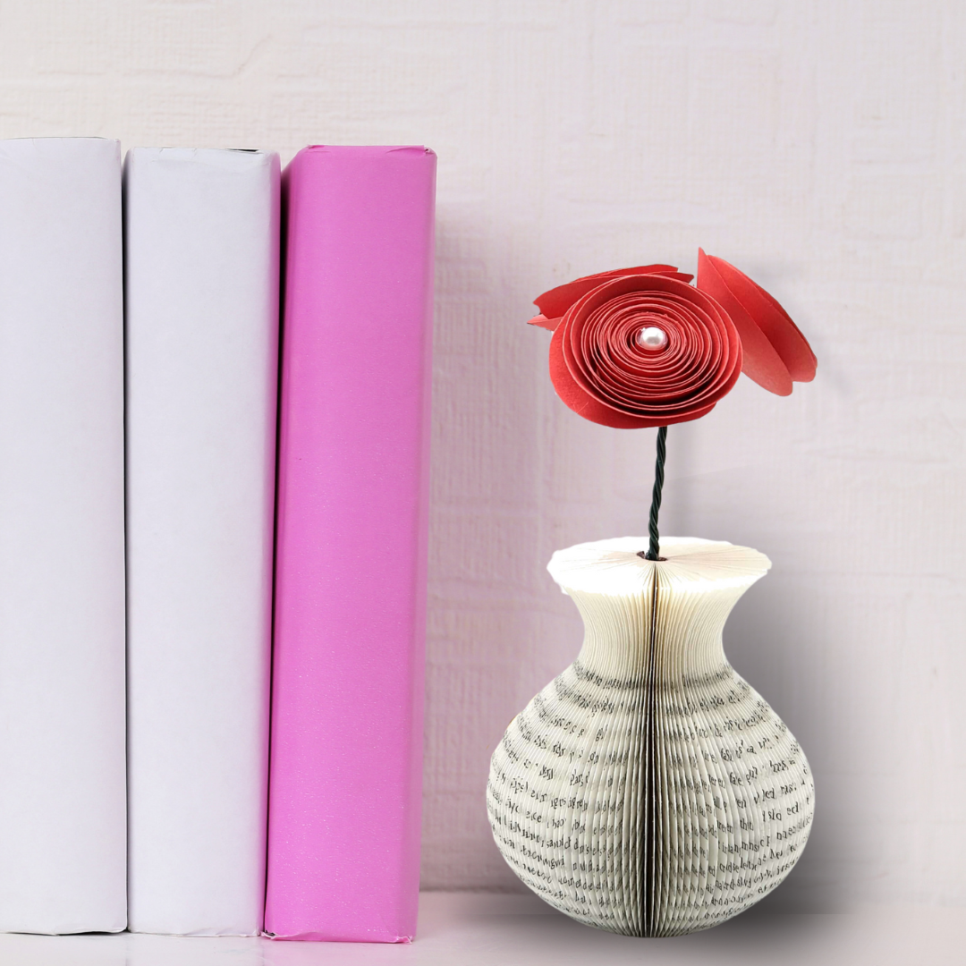 Vase and Red Roses Book Gift