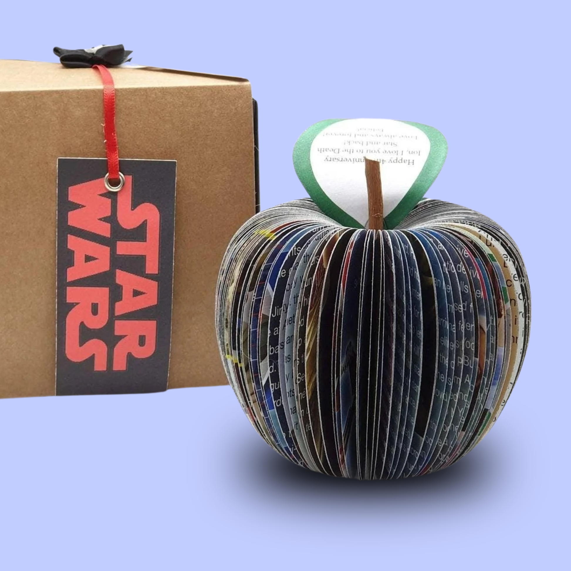 Star Wars book apple gift for him, 4th wedding anniversary gift handmade from real book pages