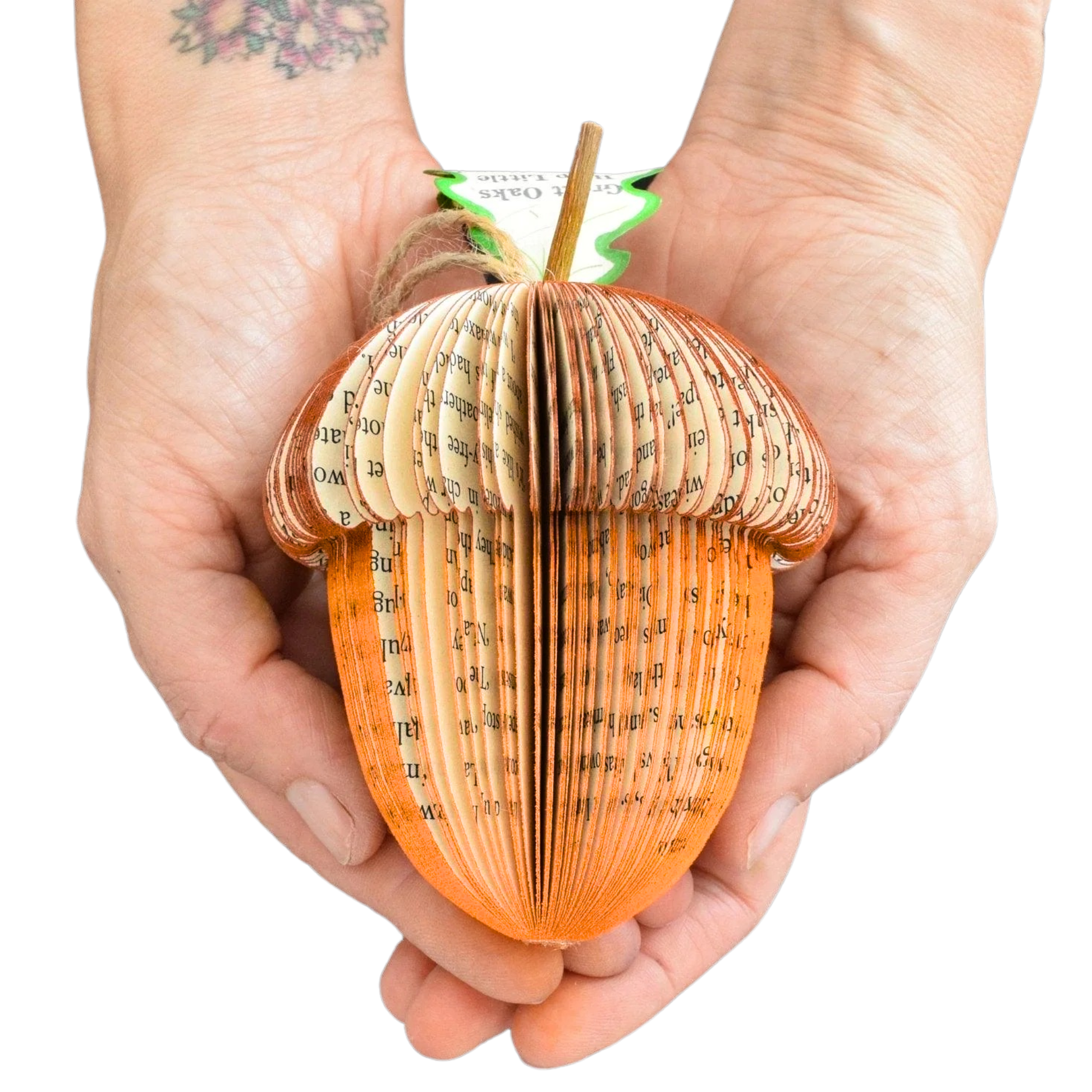 Handmade book acorn teacher gift in hands personalised thank you for helping me grow