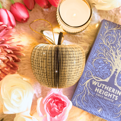 Wuthering Heights book apple handmade from real book pages, unique literary gift