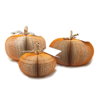 Large book page pumpkin, unique handmade autumn gift made from book pages