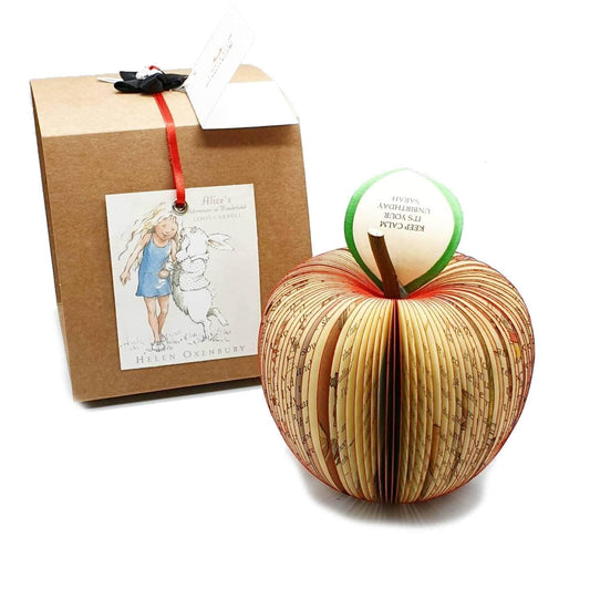 Alice in Wonderland book apple personalised teacher gift made from book pages