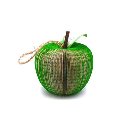 Green teacher apple gift handmade from book pages