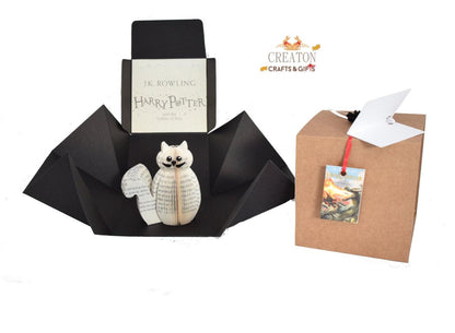 Personalised leaf with custom message on Mini Crookshanks book gift