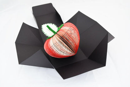 Personalised leaf with custom message on Handmade book strawberry