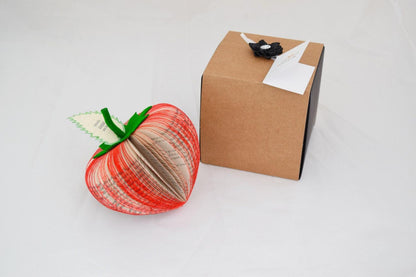Handmade book strawberry displayed beside original book