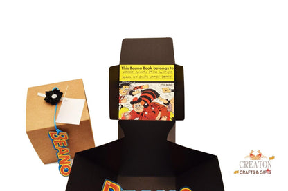 Personalised leaf with custom message on Beano Annual book apple