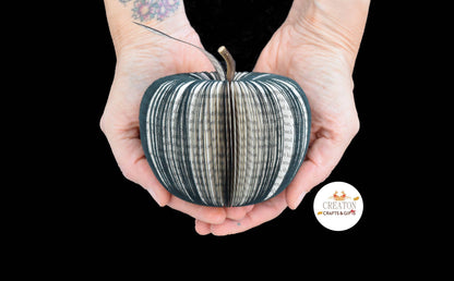 Black Apple book apple held in hands to show size, handmade paper anniversary gift