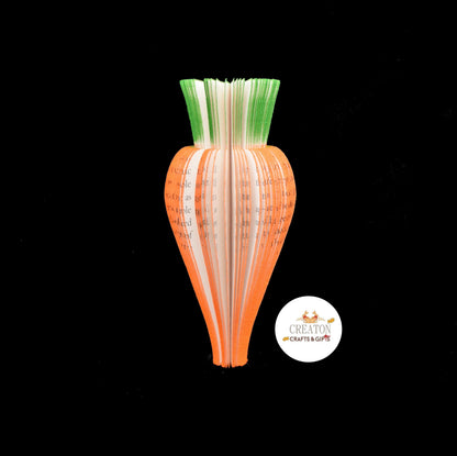 Handmade book page carrot presented in luxury gift box