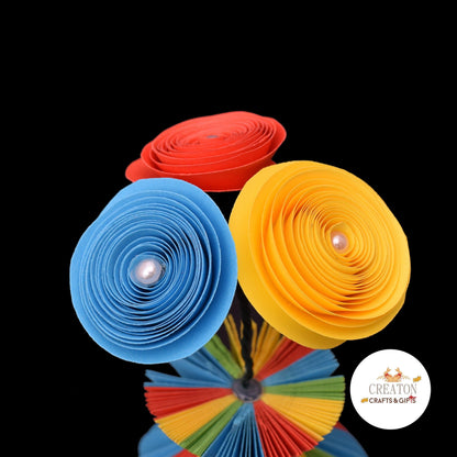 Mini Rainbow Vase and Flowers vase with origami flowers showing colour options