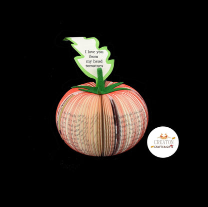 Collection of handmade book tomato gifts in various styles