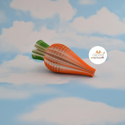 Personalised leaf with custom message on handmade book carrot gift