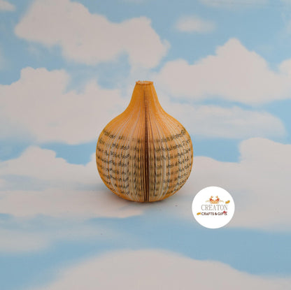 Handmade book onion on white background