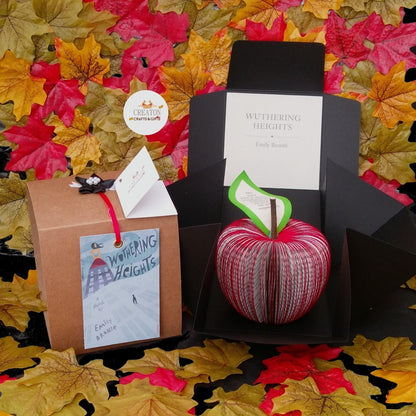 Wuthering Heights book apple on neutral background, unique handmade literary gift