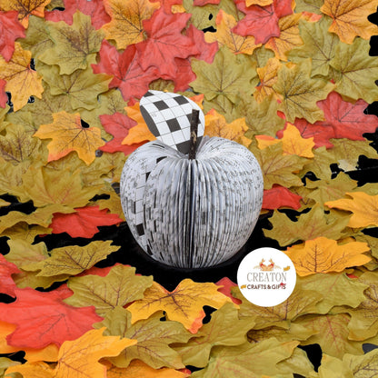 Personalised leaf with custom message on crossword red book apple