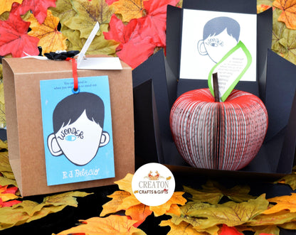 Wonder held in hands with personalised message leaf, teacher gift