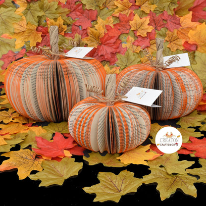 Set of 3 handmade book pumpkin presented in luxury gift box ready for gifting