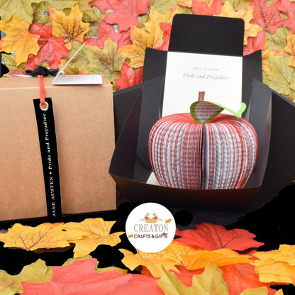 Pride and Prejudice book apple with optional matching greeting card