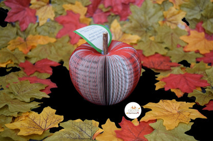 Personalised leaf with custom message on The Hunger Games book apple