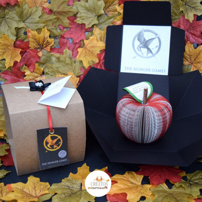 The Hunger Games book apple handmade from real book pages, unique literary gift