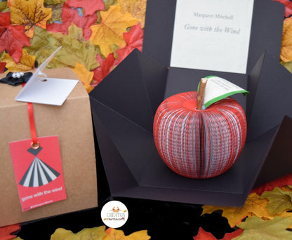 Gone with the Wind book apple on neutral background, unique handmade literary gift