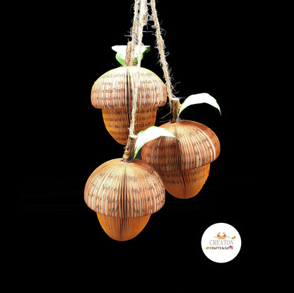 Set of 3 Acorn held in hands with personalised message leaf, teacher gift