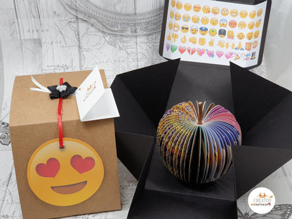Personalised leaf with custom message on emoji book apple