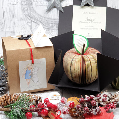 Collection of Alice in Wonderland book apples showing personalisation options