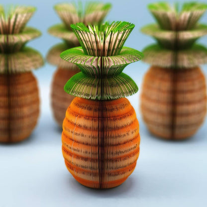 Pineapple book apple, freestanding handmade sculpture made from real book pages