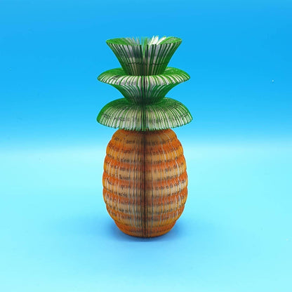 Pineapple book apple on neutral background, unique handmade literary gift