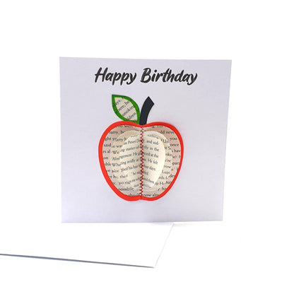 Close-up of Happy Birthday Card showing handmade 3D book page element