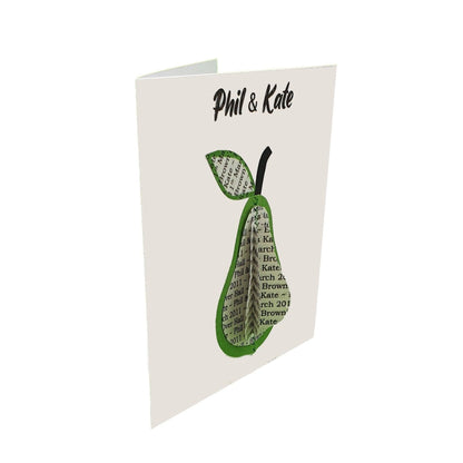 Fruit book apple held in hands to show size, handmade paper anniversary gift